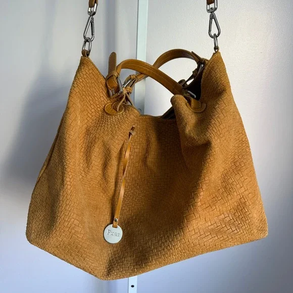 Fiori‎ Italian Leather Hobo Bag Woven Convertible Shoulder Bag Large